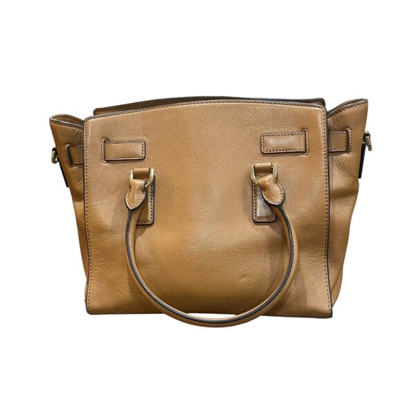 Michael Kors Hamilton Brown Leather Double Strap Shoulder Bag Gold‎ Hardware - Picture 3 of 9